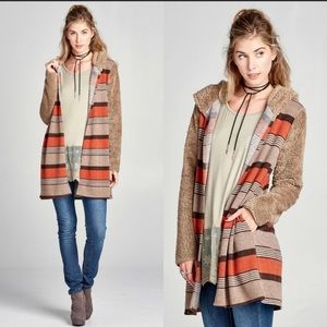 ODDY Faux Fur Contrast Cardigan